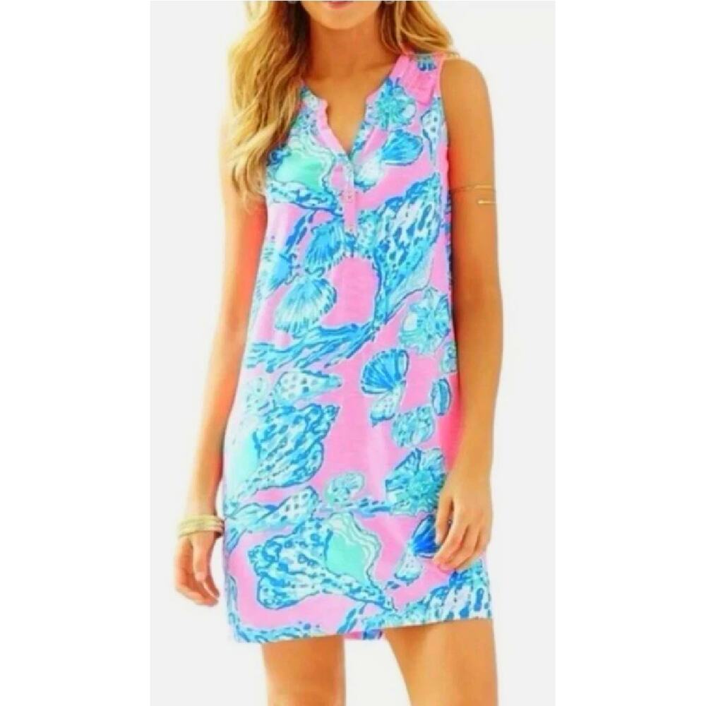 LILLY PULTZER Essie Sleeveless Mini Dress Pink Pout Barefoot Princess Shells XS - Picture 3 of 10